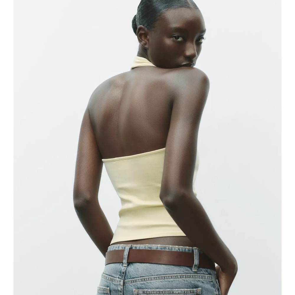 Zara Cream Halter Camisole - Picture 2 of 5